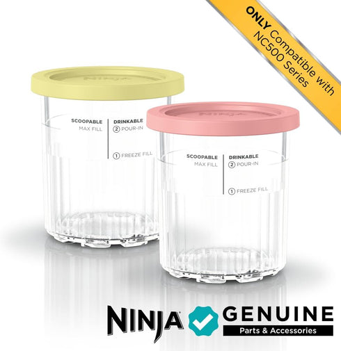 2 Pack, NC500 1 XSKPNTLD2 Ninja Creami Deluxe Pints Compatible with Series Creami Deluxe Ice Cream Makers, Genuine