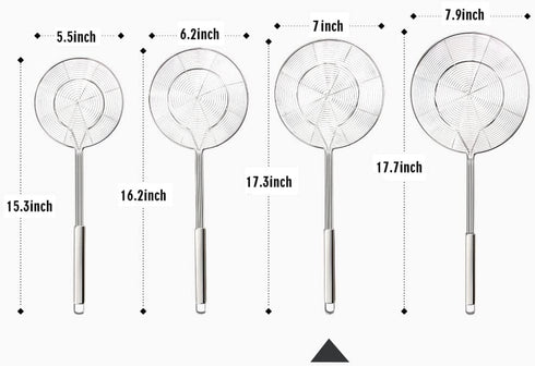 YFWOOD 7 Inch Spider Strainer Skimmer, Solid Stainless Steel Ladle with Large Handle for Kitchen Deep Frying