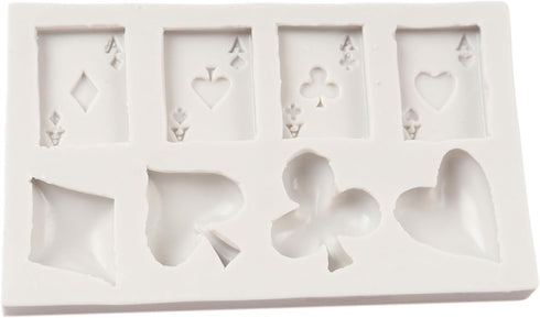 Poker Silicone Molds, Playing Cards Hearts Diamonds Spades Clubs Fondant Mold for Cake Decoration