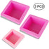 3 Pcs Non-Stick Square Baking Silicone Molds, Quick Release Bread Pan Bakeware Tray for Cheese Cake Tier Cake Handmade Toast Mold Bread Mould Soap Mold - Rose Red, Pink by AIFUDA