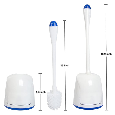 CELOX Toilet Bowl Brush and Holder, Compact Bathroom Cleaning Kit, White, 2 Set