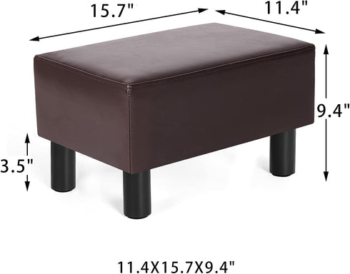 Compact Faux Leather Footrest Ottoman - Brown Small Stool