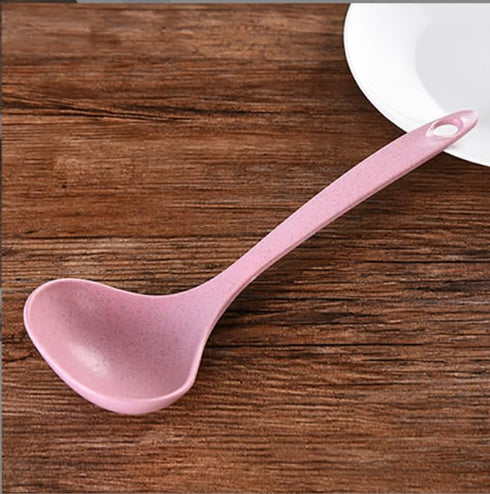 Eco-friendly Wheat Straw Cooking Spoons, Wheat Straw Soup Spoon for Cooking Utensils (Pink)