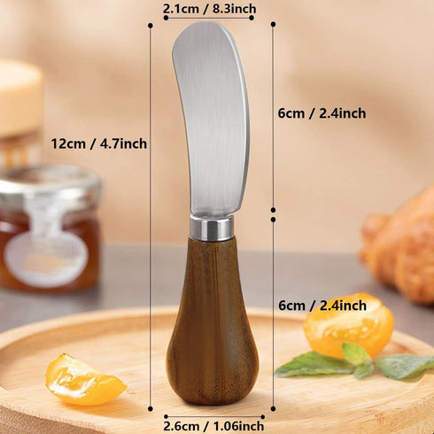 2 Pack Butter Spreader Knife, Stainless Steel Cheese Spreaders with Wood Handle for Cutting & Spreading Butter