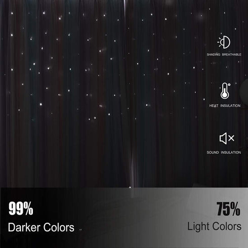 UNISTAR 2 Curtain,W52 L84 Inches Panels Blackout Stars Curtains for Kids Girls Bedroom Aesthetic Living Room Decor