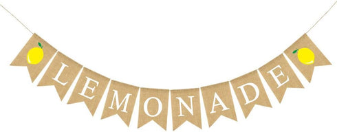 Jute Burlap Lemonade Banner - Rustic Summer Lemon Stand Party Decoration
