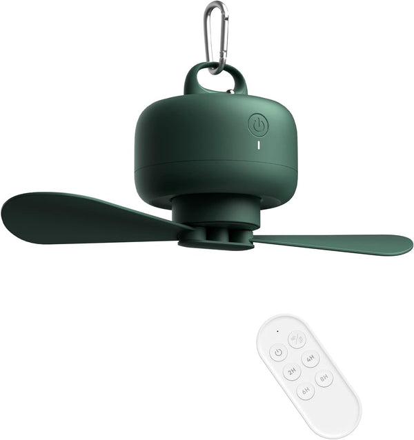 JISULIFE Portable Camping Fan with Remote Control, 8000mAh Rechargeable Battery, 4 Speeds, Green