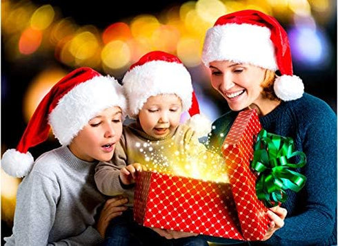 AOGU 4 Pack Plush Santa Hat Comfortable Velvet Red Christmas Hat for Party Favors