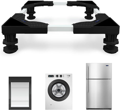 Mini Fridge Stand Adjustable Universal Base - Washer Dryer Pedestal for Refrigerator, Washing Machine, Black