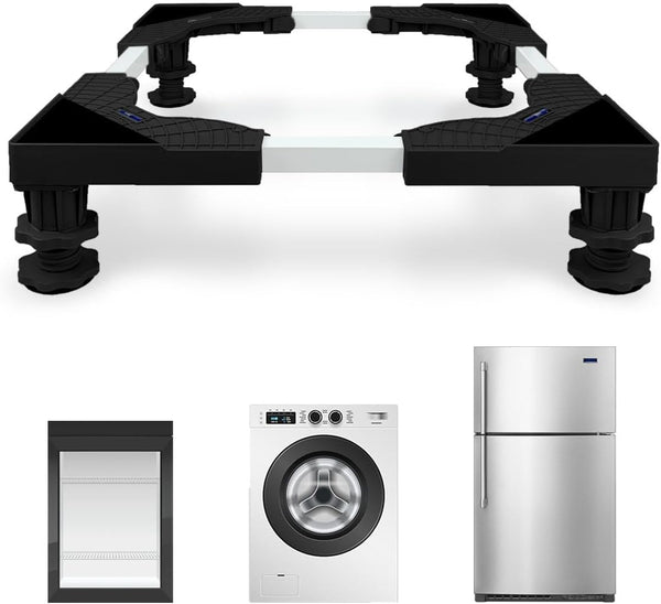 Mini Fridge Stand Adjustable Universal Base - Washer Dryer Pedestal for Refrigerator, Washing Machine, Black