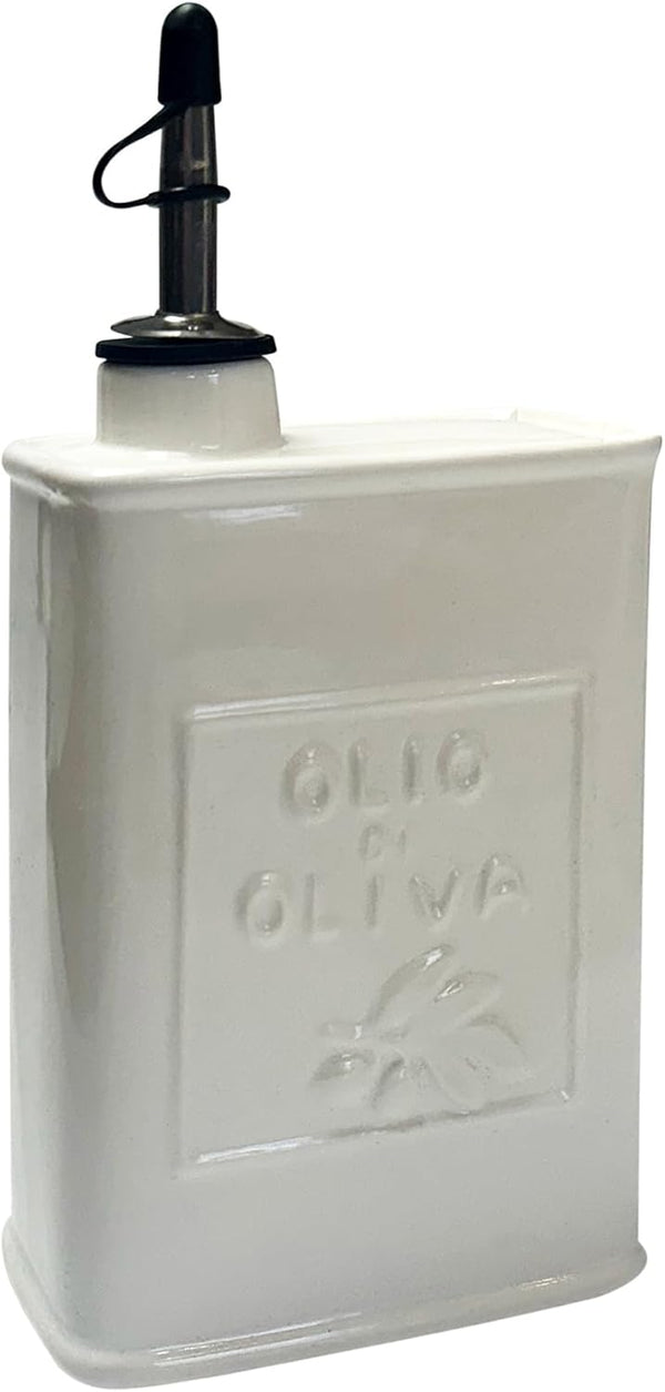 Fox Run White Ceramic Oil Can, 17 oz/500 ML Olive Oil Dispenser