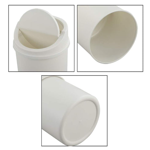 Tiny Trash Can with Swing Lid, Plastic Desktop Mini Waste Can, White