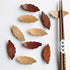 Japanese Natural Wooden Leaf Shape Chopstick Rest, 6 Pack Spoon Fork Knife Holder (Q151010)