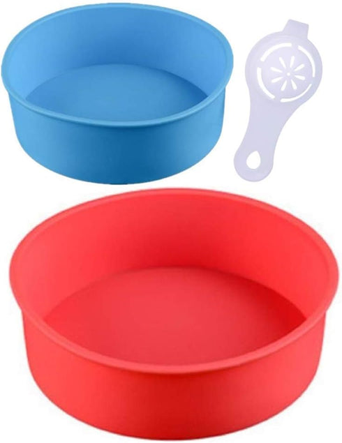 Round Silicone Cake Mold Baking Pan - 6 Inch and 8 Inch Set of 2, BPA Free Kitchen Baking Tool
