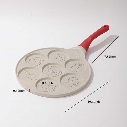 Nonstick Pancake Pan, Aluminium Pancakes Maker, 7-Hole Egg Pancake Griddle Pan with Cartoon Shapes, 10.4 Inch Waffle Maker for Fun Breakfast and Party Snacks, Gas Stoves Compatible by Unoschrim