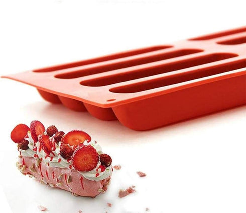 8 Cavity Long Strips Eclair Silicone Cake Pop Mold, Cake Pop Maker for Handmade Baking Supplies