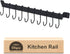 Utensil Holder, Kitchen Rail with 10 Hooks, Wall Mounted Wrought Iron Hanging Utensil Holder Rack, 17 Inch for Coffee