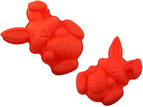 Non-stick Easter Bunny Silicone Cake Pan Mold for Baking, Rabbit Holding Egg
