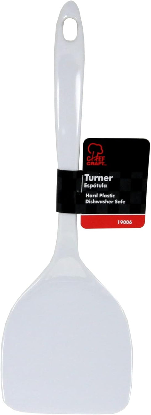 Chef Craft Basic Melamine Jumbo Turner/Spatula - 11.75 inch, White
