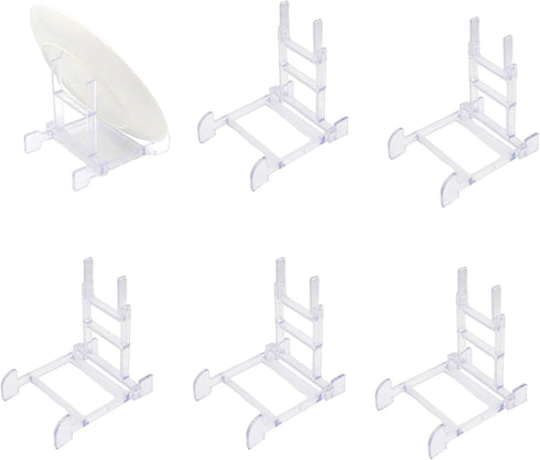 Acrylic Plate Stands, Large Adjustable Decorative Holder for Displaying Pictures or Plates (6 Packs)