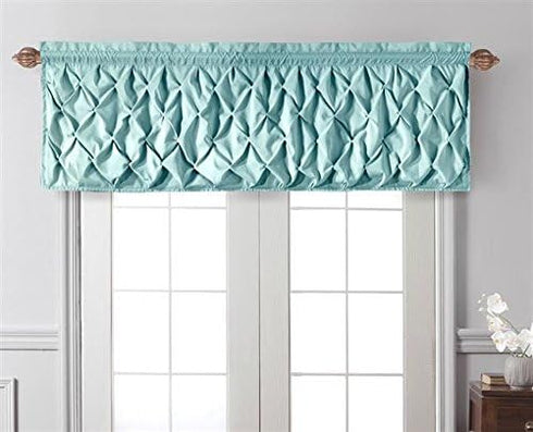 VCNY Home Carmen Blue Valance, Window Treatment with Rod Pocket, 60" x 20", Modern Home Decor