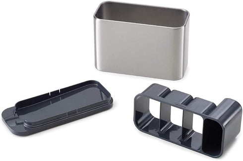 Kitchen Utensil Holder for Countertop, Flatware Organizer, Stainless Steel Cutlery Drainer with 4 Divider Drip Tray (1)