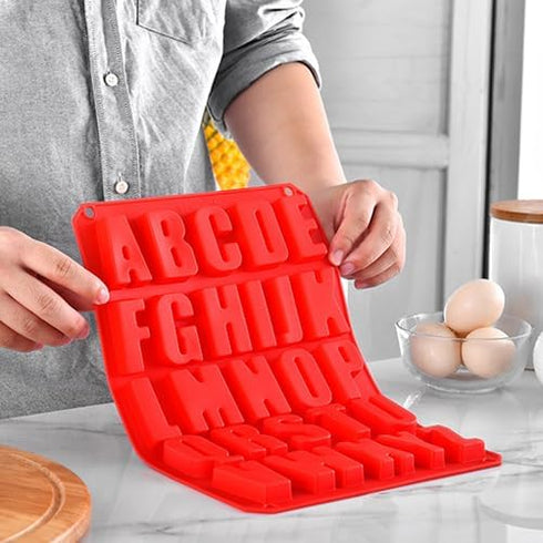 Silicone Letter Cake Mold, BPA Free, Non-Stick Chocolate Mold, Soft and Easy to Release, Red Mold for Cake Baking