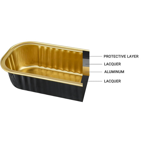 EUSOAR 25pcs 6.8oz Creme Brulee Ramekins, Aluminum Foil Black Gold Baking Cups with Lids for Desserts