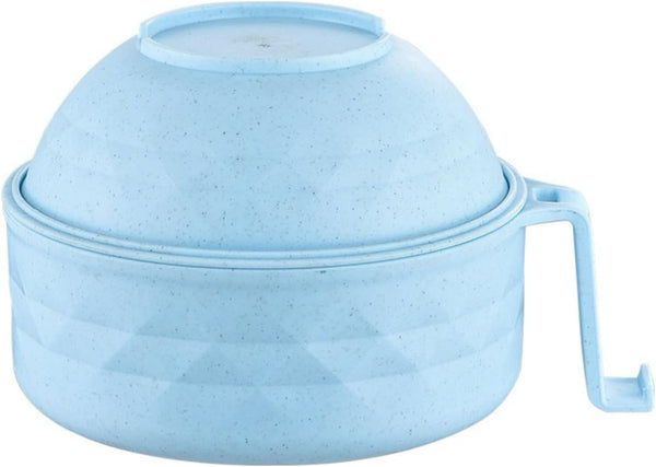 Microwave Ramen Bowl, Cooker with Lid, Plastic Mixing Salad Pasta Fruit Rice Cereal Instant Noodles Soup Maker Set