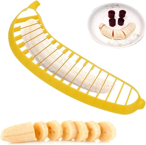 Guyuyii Banana Slicer, Safe Kitchen Gadget for Kids and Adults, Get 18 Even Slices in Seconds