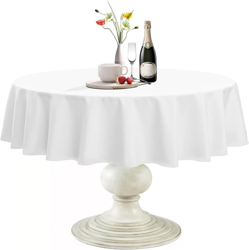 Softalker Round Tablecloth, Waterproof & Stain Resistant, Wrinkle Free Fabric Washable Polyester Table Cover for