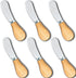 Small Cream Cheese Spreader Knives Set, Wooden 5in, Stainless Steel Butter Knife for Cocktail, Dips, Appetizers