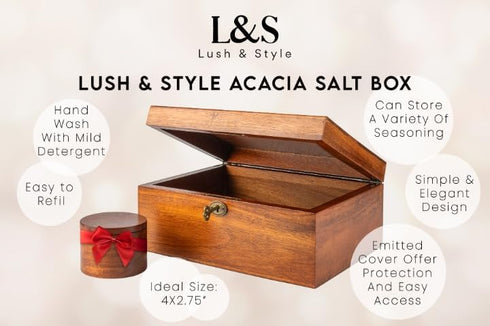 LUSH & STYLE Keepsake Box, Decorative Wooden Storage Box with Hinged Lid & Locking Key, Size 11X9X5 Inches