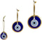 Gold Gilt Handmade Evil Eye Glass Charm, Decorative Christmas Ornament Set of Three (1.5"-2"-2.7")
