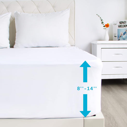 2 Pack 14", Full Size Mattress Protector Waterproof, Noiseless & Soft Coverage Mattress Cover Fitted Sheets with Deep