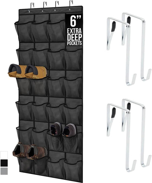 GORILLA GRIP Over the Door Shoe Organizer, 24 Extra Large Breathable Mesh