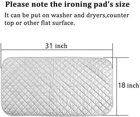 Ironing Pad Mat, Portable Travel Ironing Blanket, 100% Cotton Quilted Cover for Washer Dryer Table Top