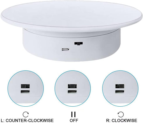 Display 360 Degree Electric Turntable for Small Product Display, 7.87in Diameter Photography Turntable