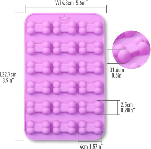 Bone Shaped Silicone Molds, 18 Cavity Food Grade for Chocolate, Candy, Cake, Pudding, Jelly, Dog Treats (4 Pcs)