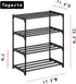 Yegazte Closet (4-Tier,Black) Small Metal Shoe Rack,Stackble Shoe Stand Storage Organizer for Entryway, Hallway