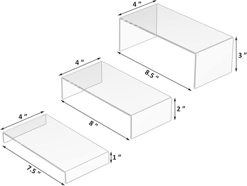3pcs, Set, 7.5''x8''x8.5'' Sezanrpt Acrylic Risers Display Stands Rectangular Dessert Table Display Clear Display Shelf