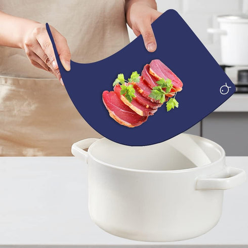 WK Plastic Flexible Cutting Boards Set of 4, Colored Mats with Food Icons, Non-Slip, BPA Free, Dishwasher Safe
