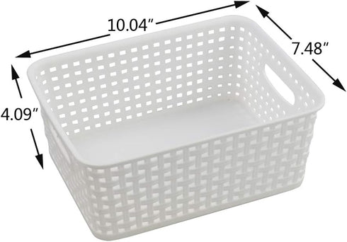 Farmoon 6 Packs White Plastic Organizing Basket - Small Pantry Storage Baskets