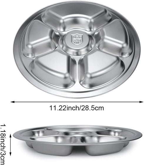Litewoo Round Divided Plate Stainless Steel 6 Sections