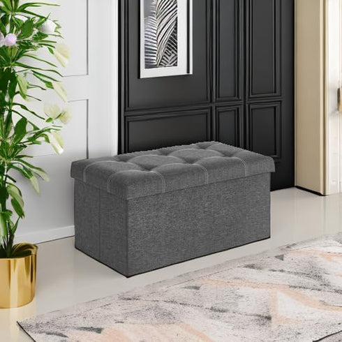 30 Inches 21 660 lb, ULSF001G01 SONGMICS Mazie Collection - Ottoman Storage Bench, Gal. Folding Chest with Breathable