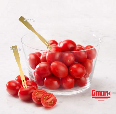 Gmark Bamboo Mini Forks 3.5 Inch, 330pc Bamboo Fruit Picks & Cocktail Forks for Appetizer, Dessert