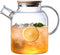 Glass Teapot, Stovetop and Microwave Safe Borosilicate Teapot, 60.8 oz with Natural Bamboo Lid and Removable Filter