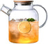 Glass Teapot, Stovetop and Microwave Safe Borosilicate Teapot, 60.8 oz with Natural Bamboo Lid and Removable Filter