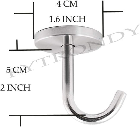 Stainless Steel Ceiling Hooks Mount Coat Hanger - 2 Inch, 4 Pack