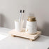 Wood Pedestal Stand Bathroom Counter Organizer, Farmhouse Decorative Tray Soap Holder for Kitchen Decor, Burlywood